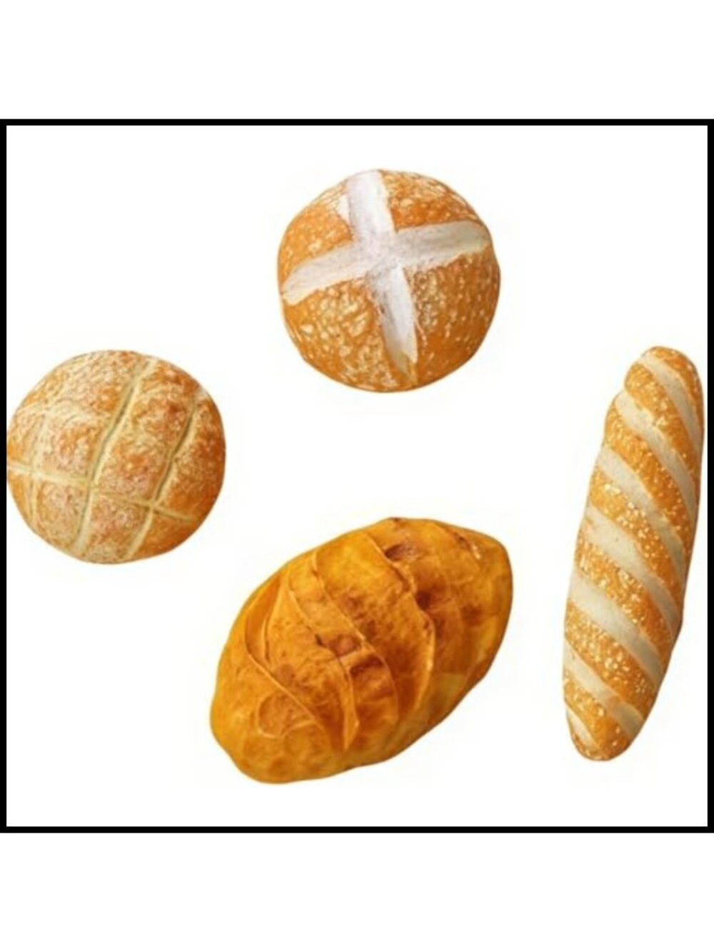 4Pc 1/12 Scale Miniature Bread Resin Dollhouse Bakery Decor